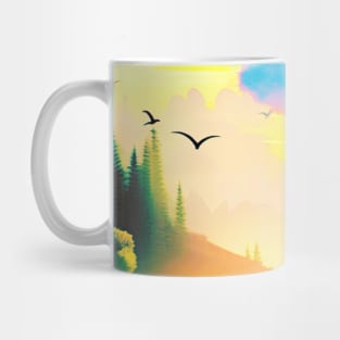 Mountain Lake Summer Sunrise Digital Art (MD23SMR011b) Mug